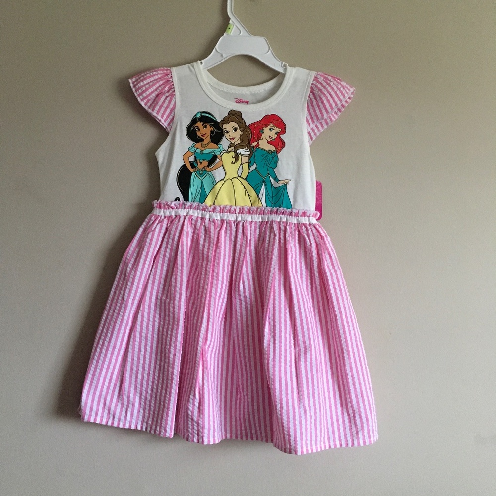 Disney Princess Little Girl Seersucker Summer Dress size 4.